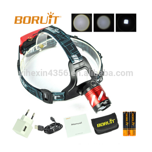 Newest Hot Sale Rechargeable Zoomable Headlight Boruit B9 Headlamp